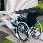 use of an ascending ramp with wheelchair